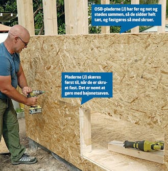 Isoleret anneks: De næste OSB-plader sættes op på isoleret anneks Isoleret anneks: De næste OSB-plader sættes op på isoleret anneks